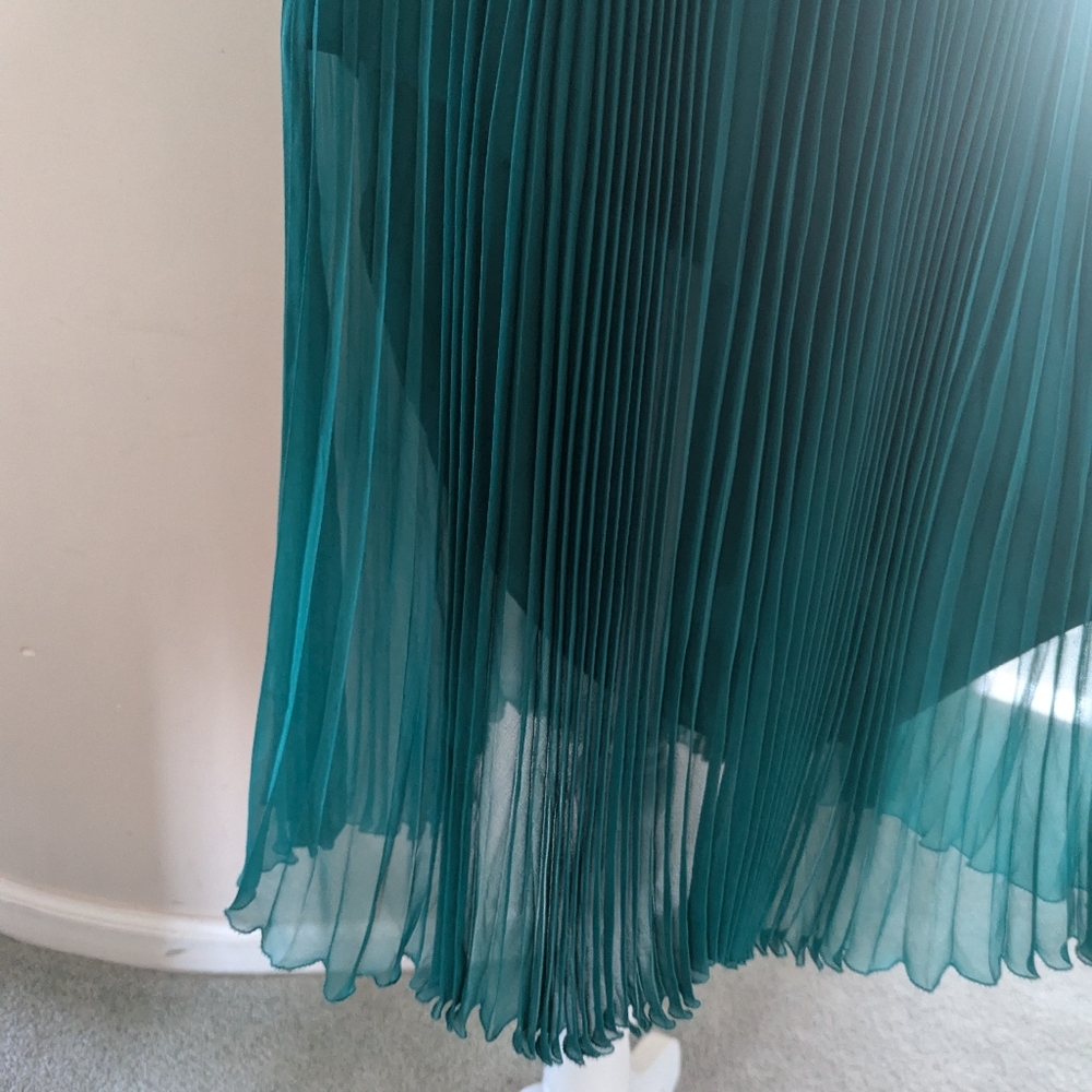 Silk Teal Halter Dress - Picture 3 of 7
